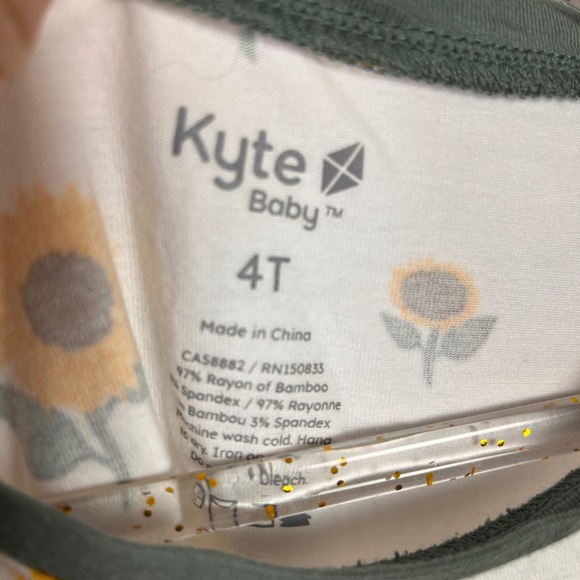 Kyte Baby Sunflower Bamboo T-Shirt and Bummies Set Cream Olive Green 4T - Picture 7 of 7